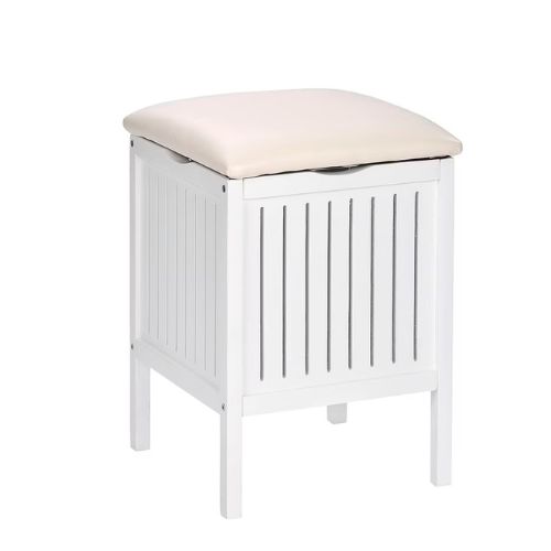 Rustic bathroom stool with padded seat